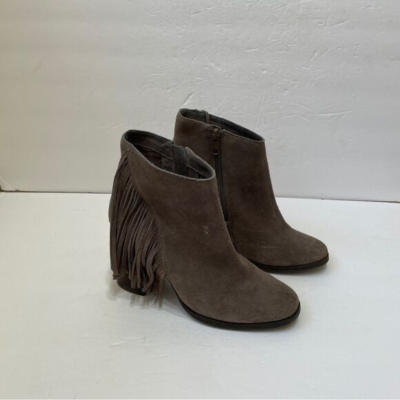 ARTURO CHANG REIDEN FRINGE ANKLE BOOTS IN BROWN LEATHER‎ - Picture 1 of 7